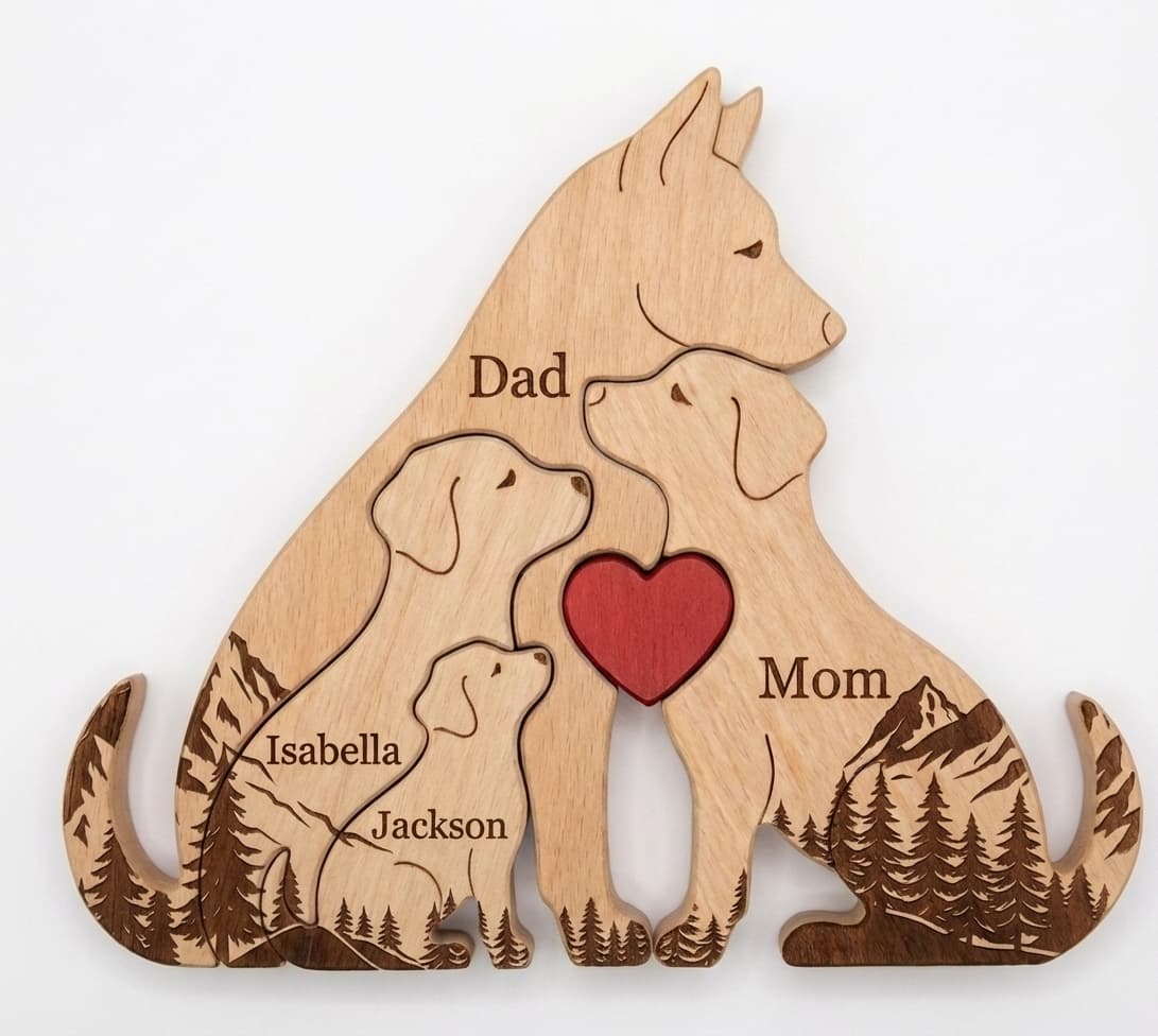 Dog Family Wooden Puzzle Mountain Version