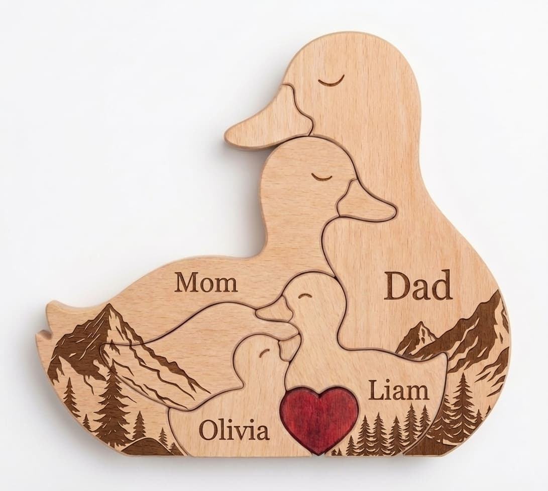 Duck Family Wooden Puzzle Mountain Version