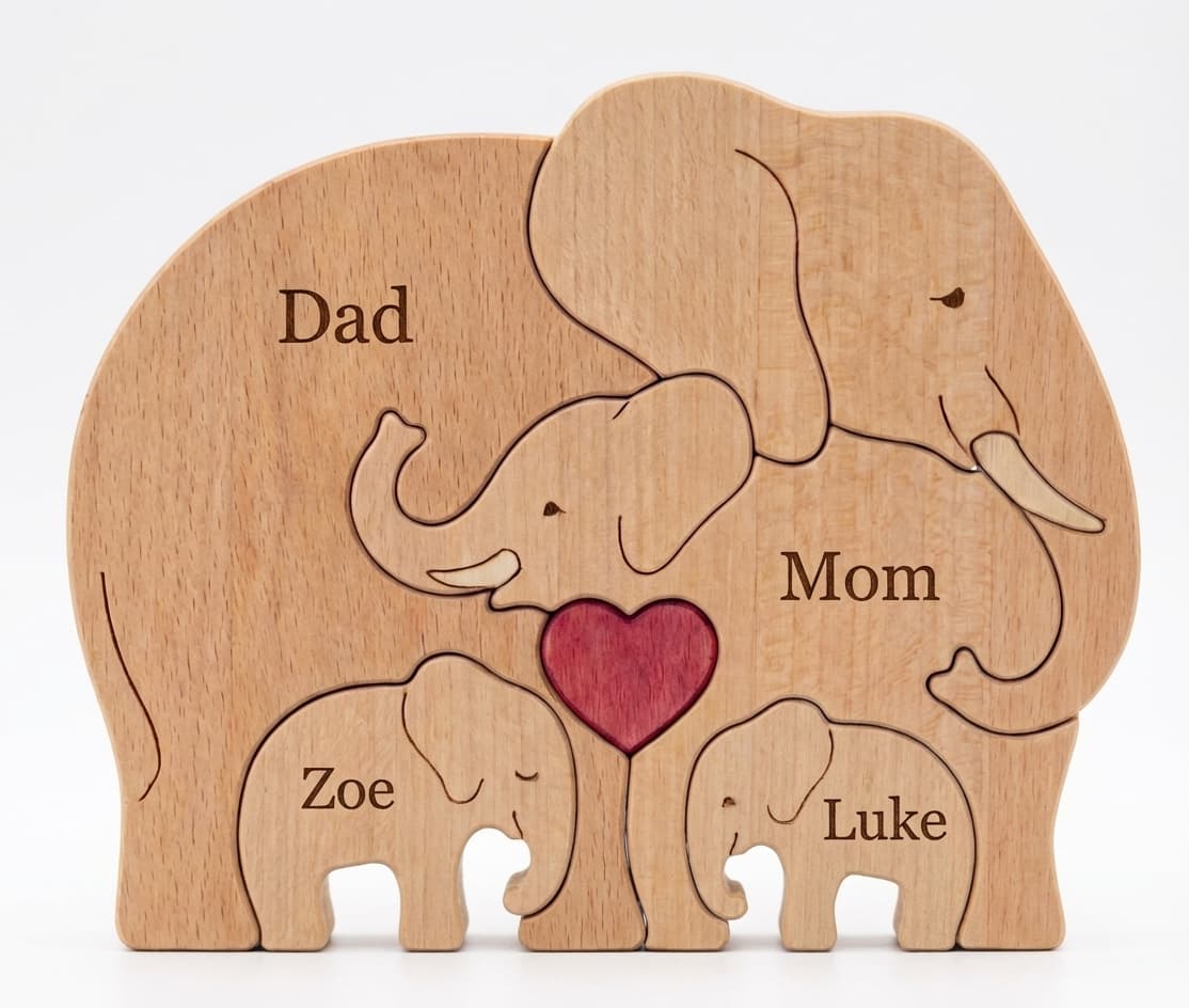 Elephant Family Wooden Puzzle