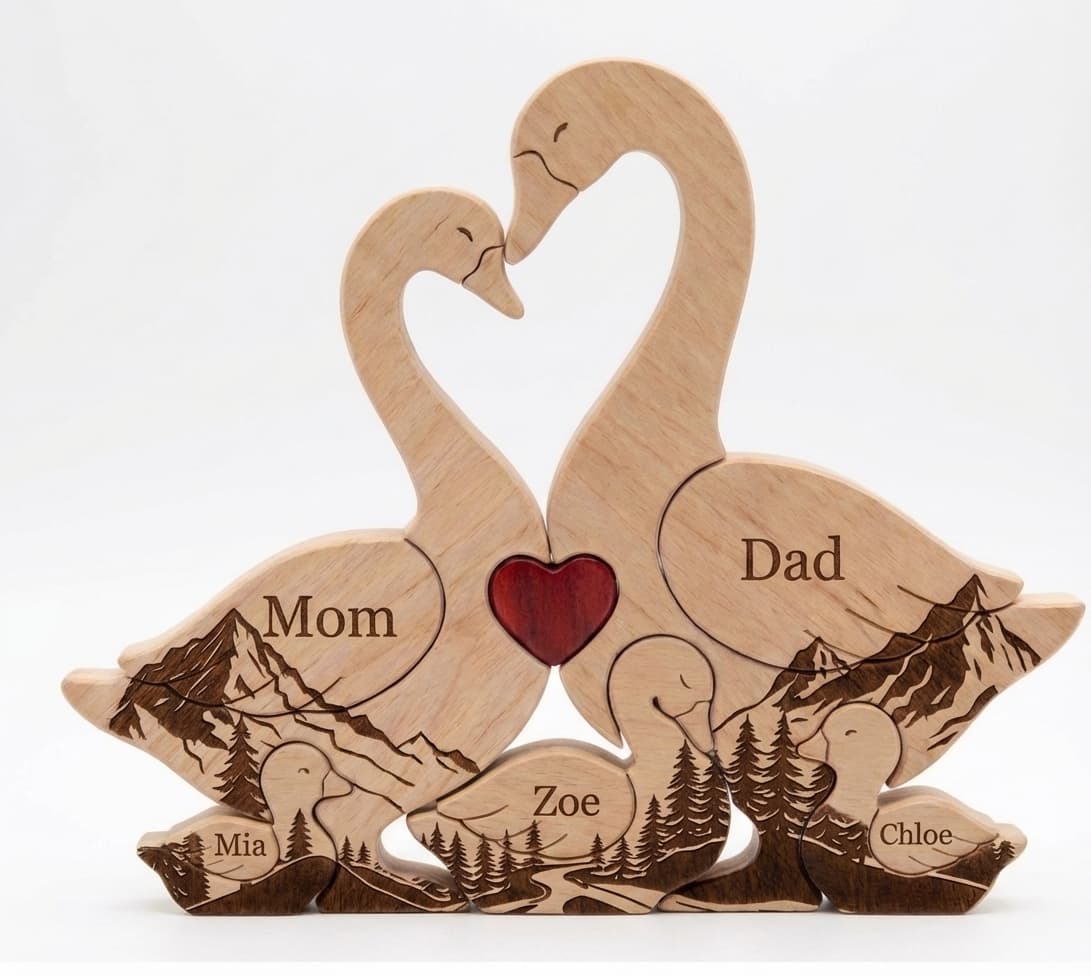 Goose Family Wooden Puzzle Mountain Version