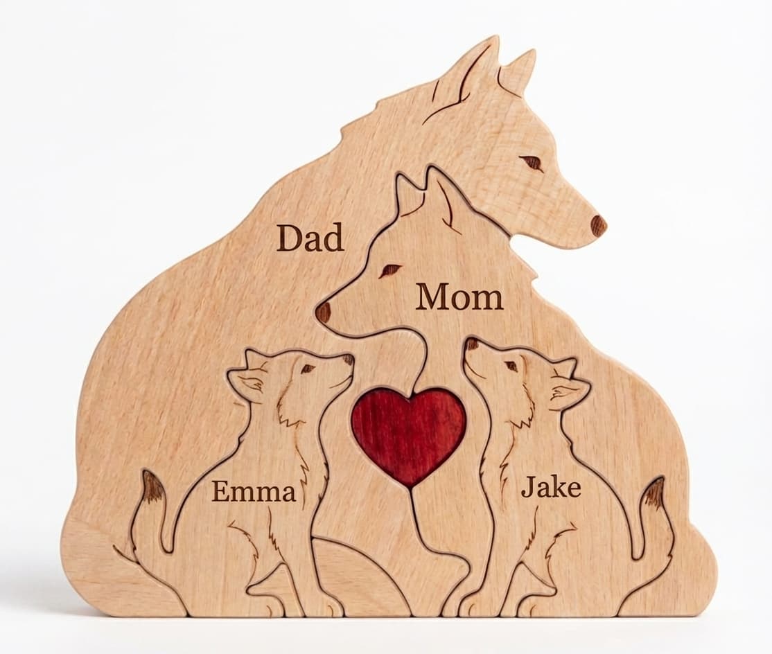 Wolf Family Wooden Puzzle