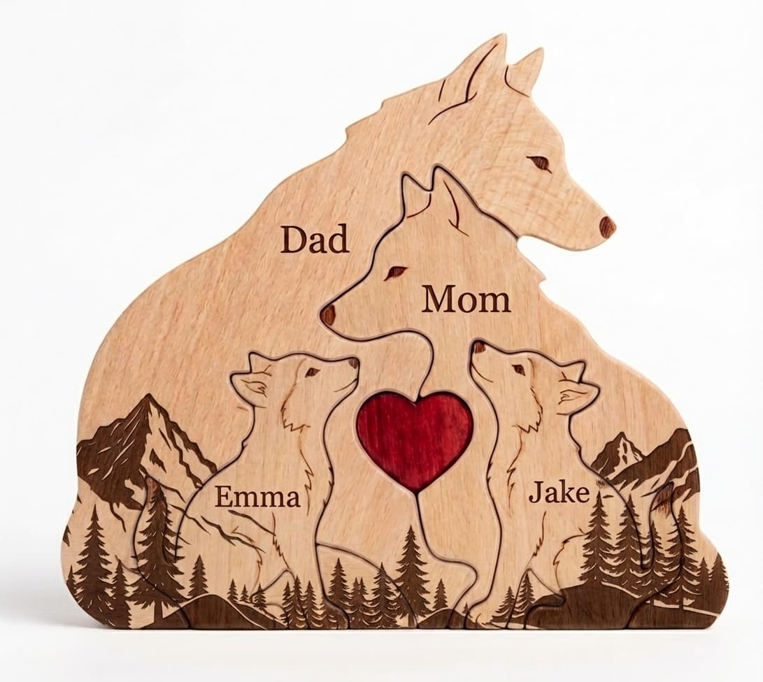 Wolf Family Wooden Puzzle Mountain Version